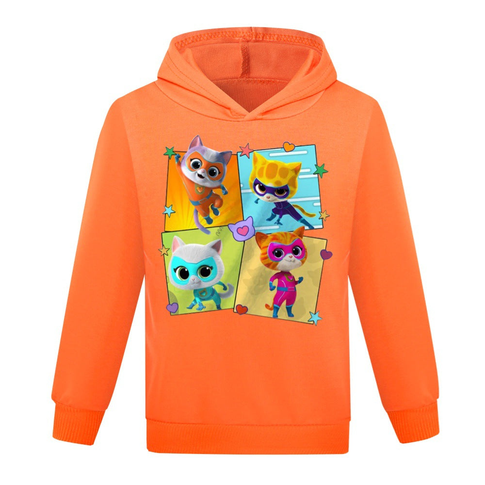Super Kitties Casual Sweatshirt Spring Autumn Hoodie for Kids