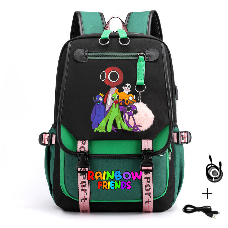 Rainbow Friends Waterproof Backpack School Notebook Travel Bags USB Charging