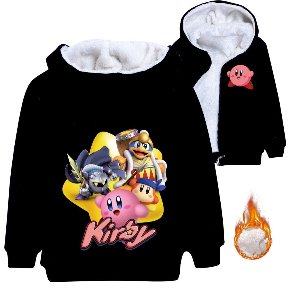 Kirby Sherpa Lined Hoodie Fleece Sweatshirt Full Zip Hooded Jacket for Kids