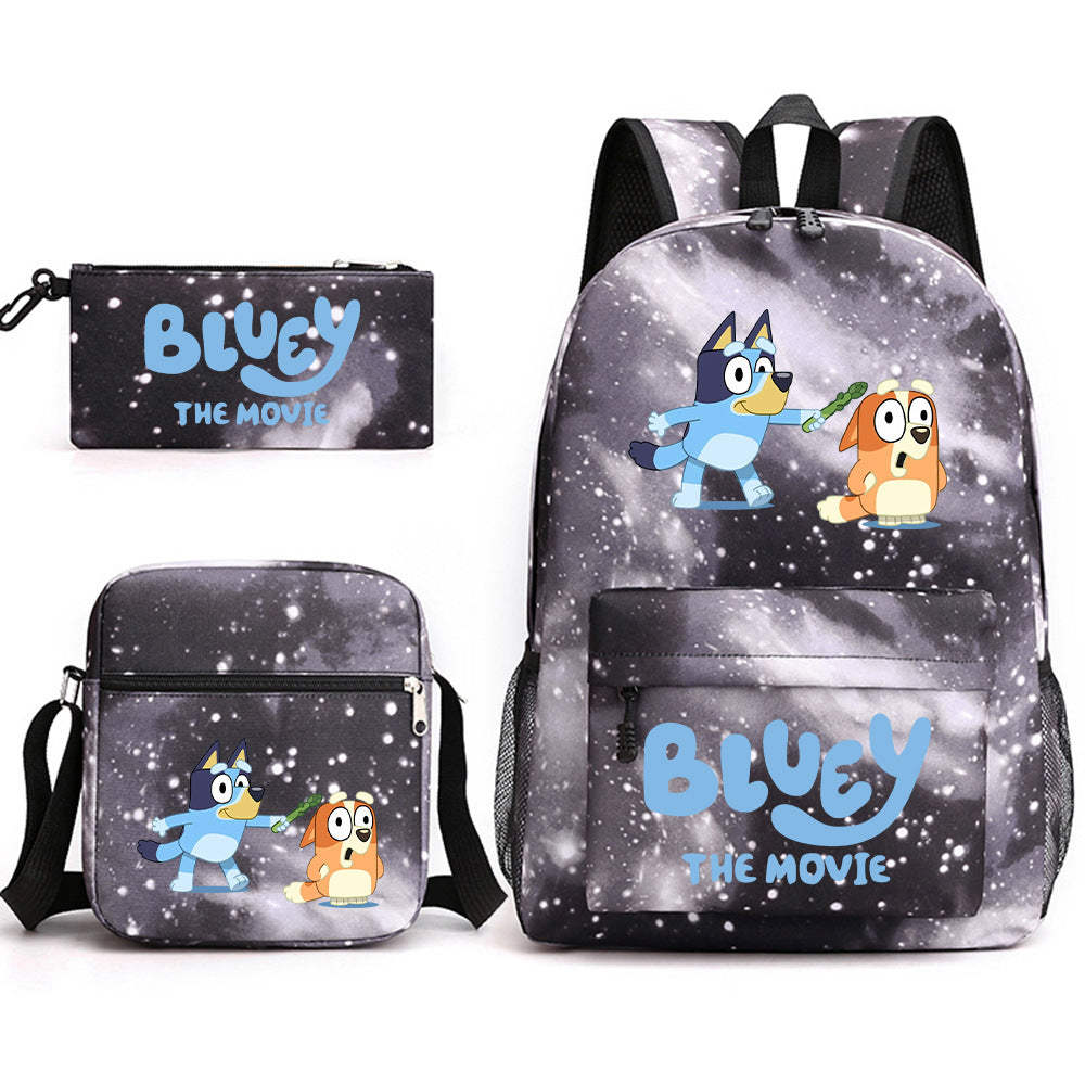 Blue Heeler Bingo Printed Schoolbag Backpack Shoulder Bag Pencil Bag 3pcs set for Kids Students