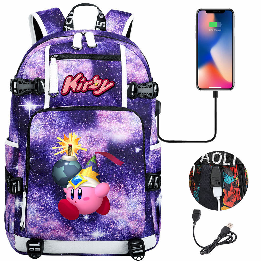 Kirby USB Charging Backpack School Notebook Travel Bags