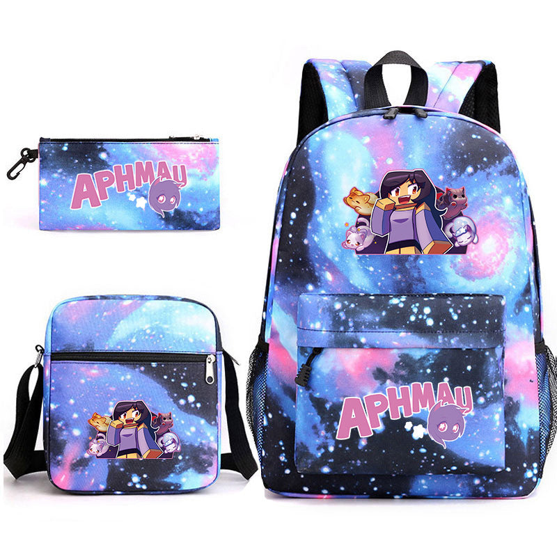 Aphmau Printed Schoolbag Backpack Shoulder Bag Pencil Bag 3pcs set for Kids Students