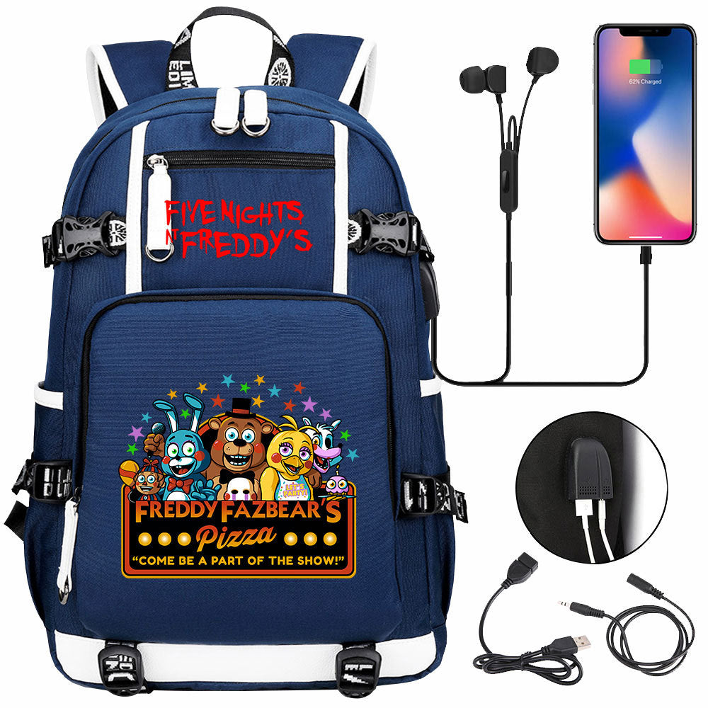 Five Nights At Freddys USB Charging Backpack School Notebook Travel Bags