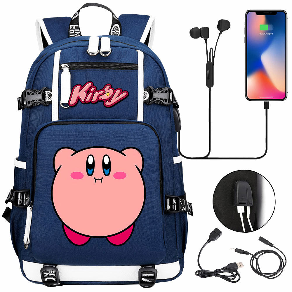 Kirby USB Charging Backpack School Notebook Travel Bags