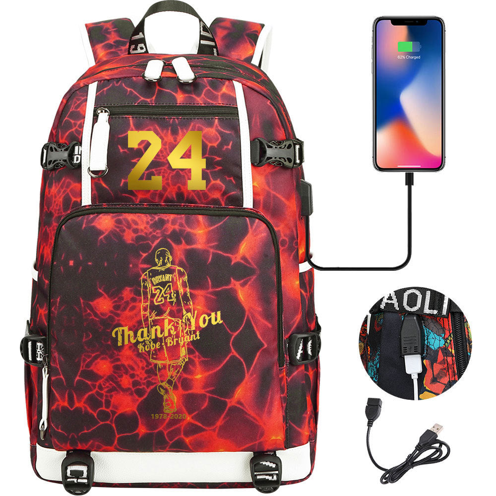 Kobe Basketball Black Mamba  USB Charging Backpack School Notebook Travel Bags