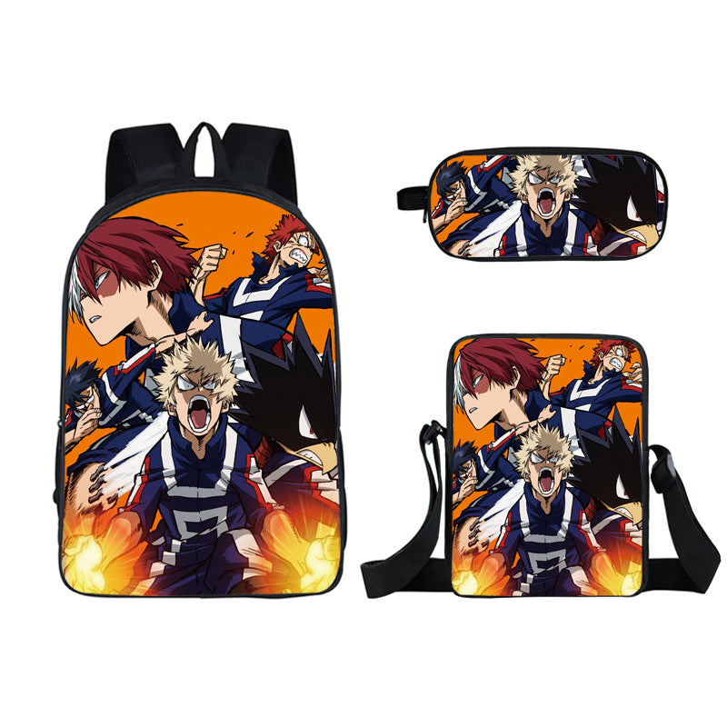 My Hero Academia Full Printed Backpack Schoolbag Travel Notebook Bag Lunch Bag Pencil Bag for Kids Students 3PCS