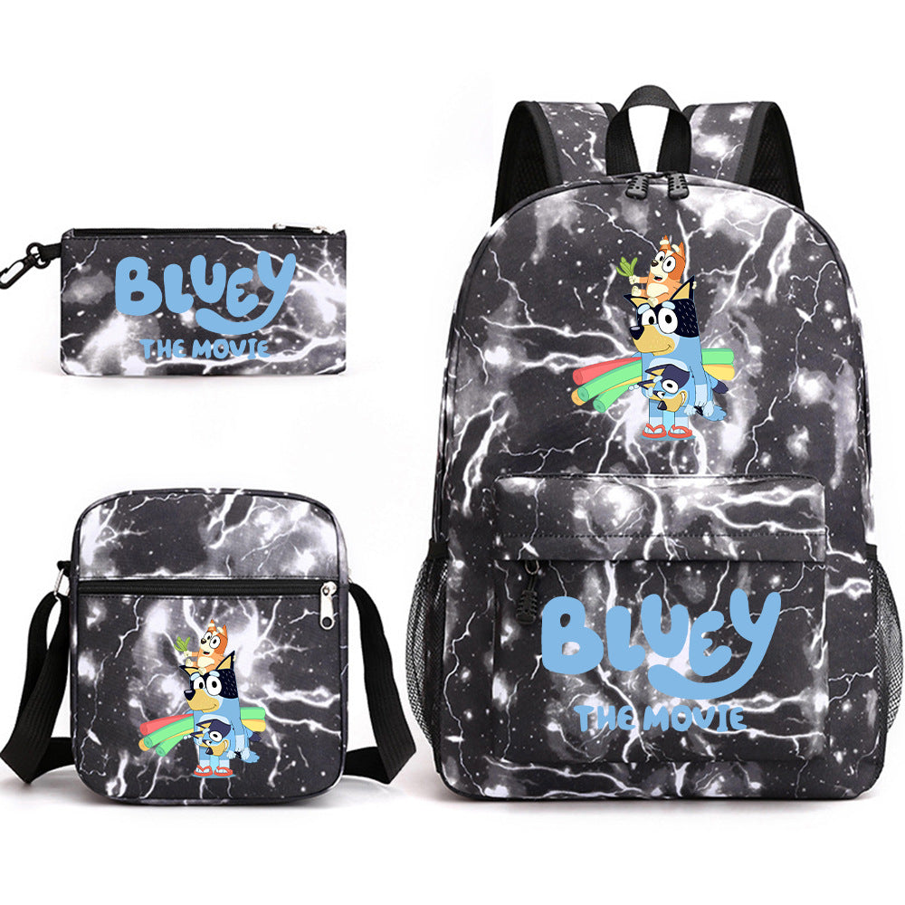 Blue Heeler Bingo Printed Schoolbag Backpack Shoulder Bag Pencil Bag 3pcs set for Kids Students