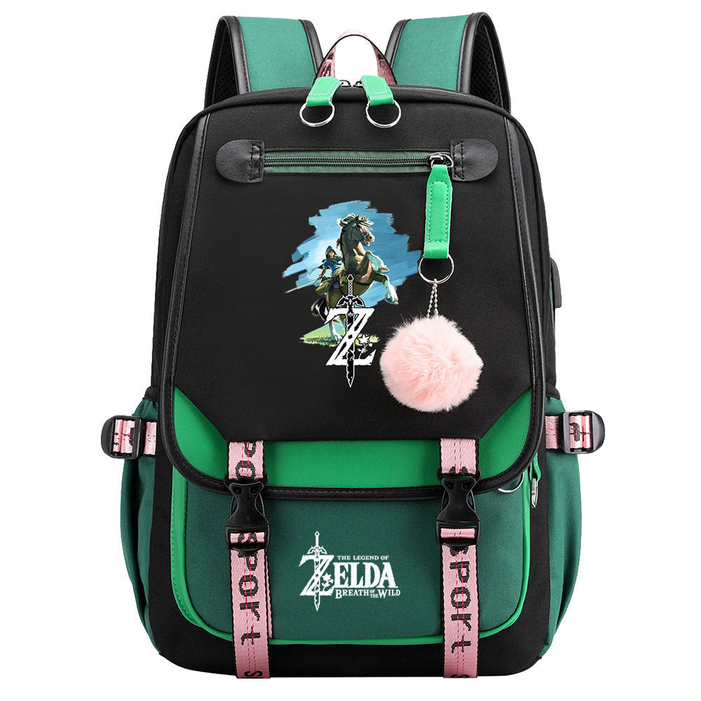 The Legend of Zelda Tears of the Kingdom  Waterproof Backpack School Notebook Travel Bags USB Charging