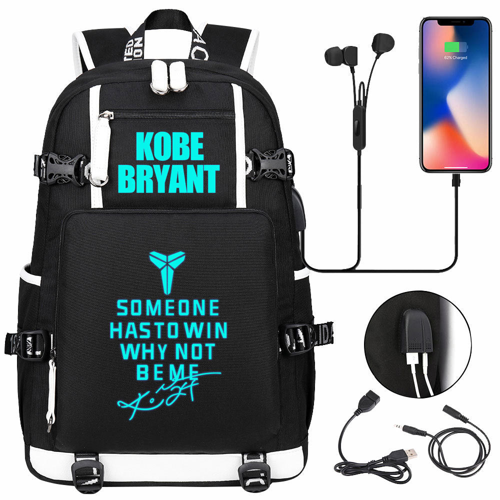 Kobe Basketball Black Mamba  USB Charging Backpack School Notebook Travel Bags