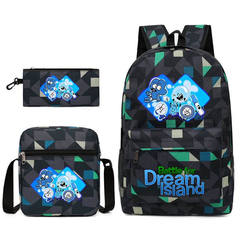 Battle for Dream Island Printed Schoolbag Backpack Shoulder Bag Pencil Bag 3pcs set for Kids Students