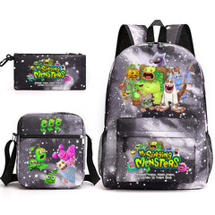 My Sing Monsters Printed Schoolbag Backpack Shoulder Bag Pencil Bag 3pcs set for Kids Students