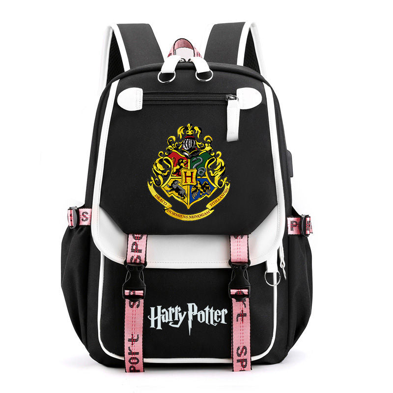 Gryffindor Slytherin Ravenclaw Hufflepuff Waterproof Backpack School Notebook Travel Bags USB Charging