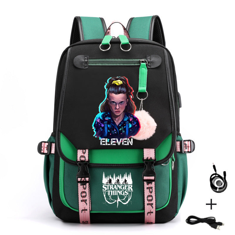 Stranger Things Waterproof Backpack School Notebook Travel Bags USB Charging