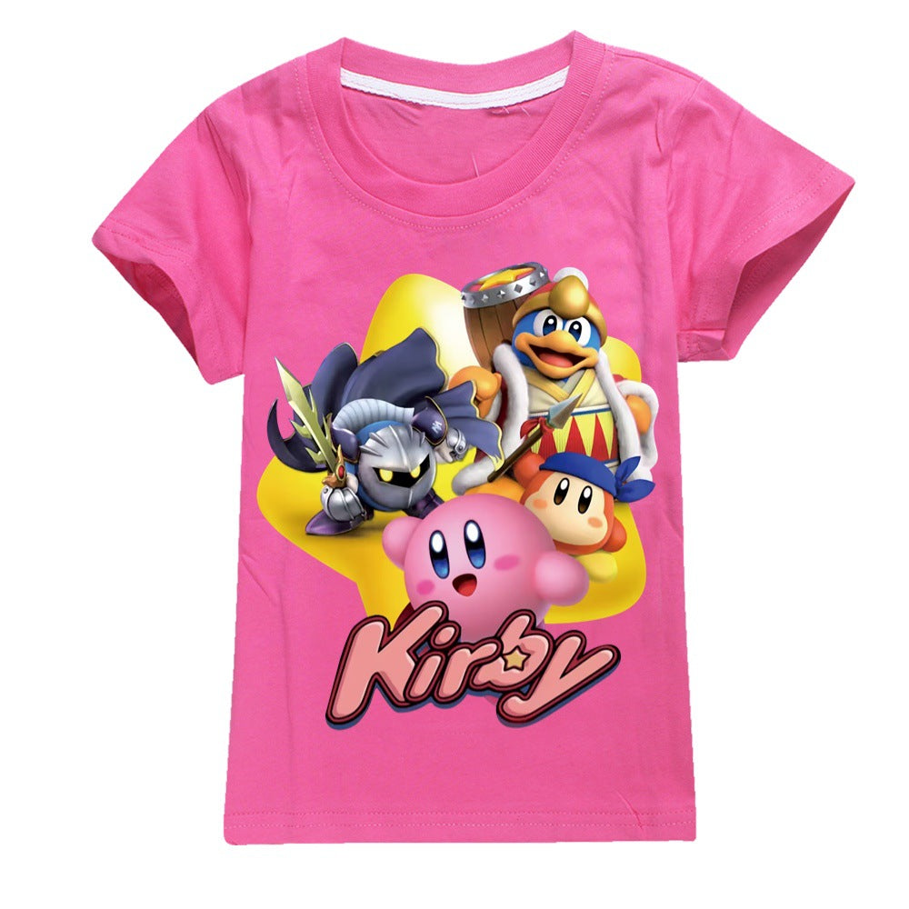 Kirby Casual Sweatshirt Spring Autumn Short Sleeve T-Shirts for Kids