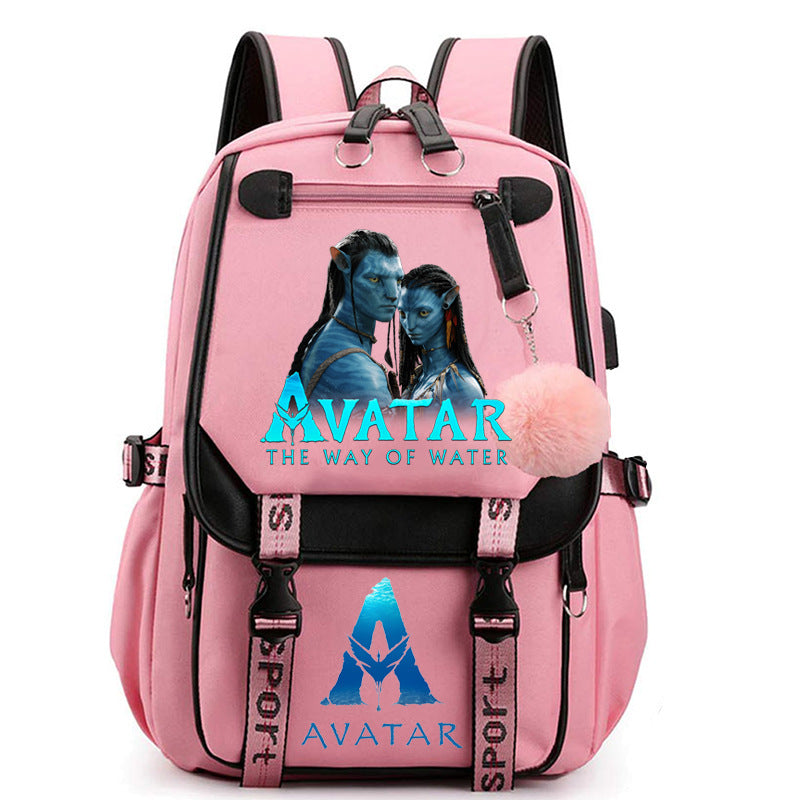 Avatar The Way of Water Waterproof Backpack School Notebook Travel Bags USB Charging