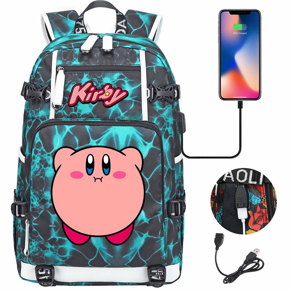 Kirby USB Charging Backpack School Notebook Travel Bags