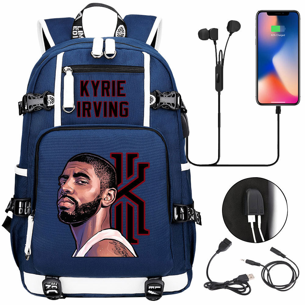 Boston Basketball Irving Celtics USB Charging Backpack School Notebook Travel Bags