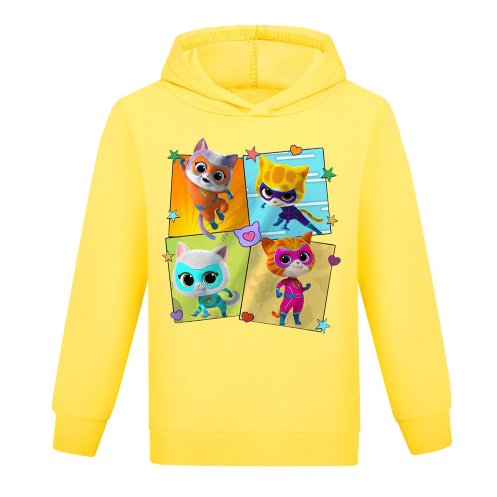 Super Kitties Casual Sweatshirt Spring Autumn Hoodie for Kids