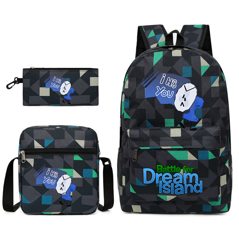 Battle for Dream Island Printed Schoolbag Backpack Shoulder Bag Pencil Bag 3pcs set for Kids Students