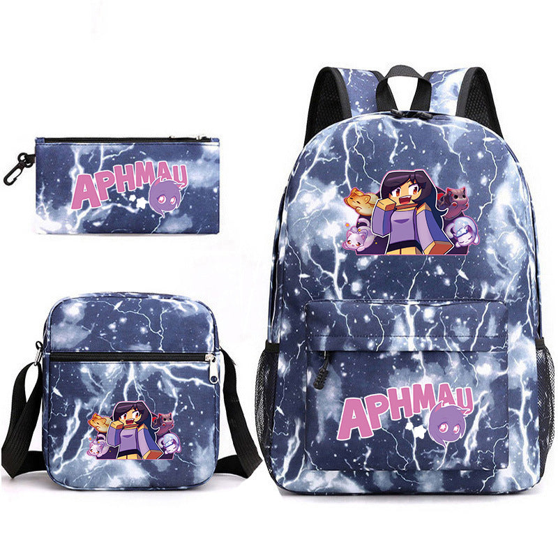 Aphmau Printed Schoolbag Backpack Shoulder Bag Pencil Bag 3pcs set for Kids Students