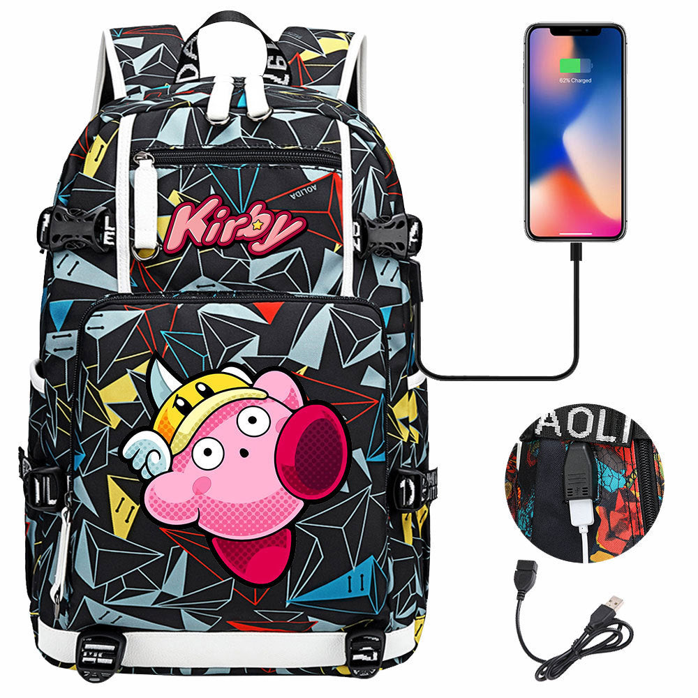 Kirby USB Charging Backpack School Notebook Travel Bags