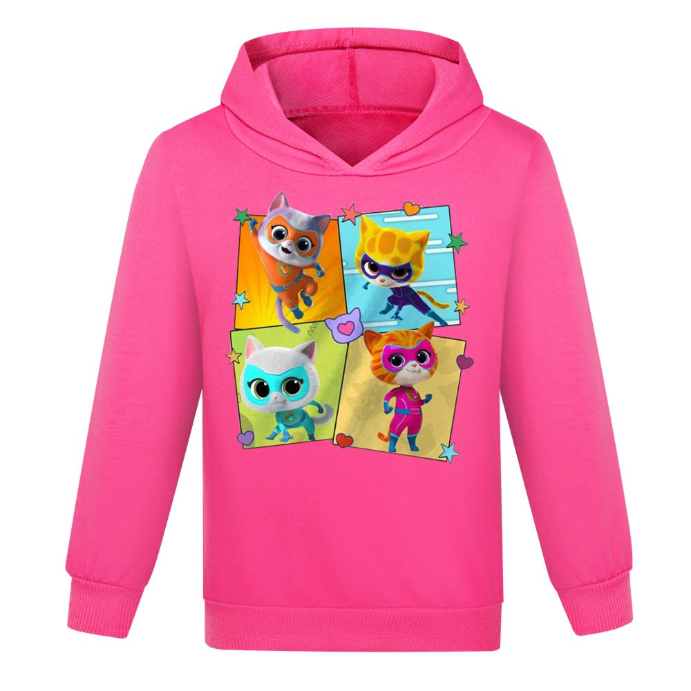 Super Kitties Casual Sweatshirt Spring Autumn Hoodie for Kids