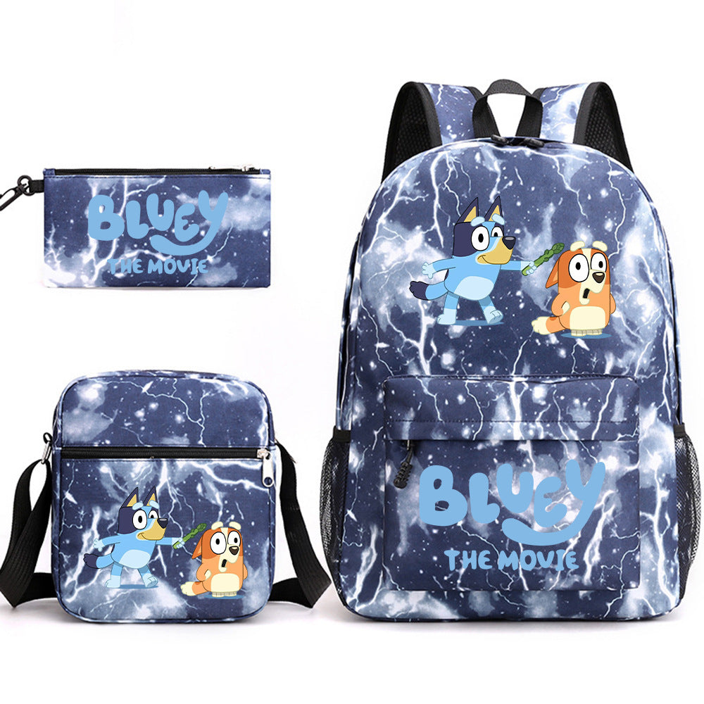 Blue Heeler Bingo Printed Schoolbag Backpack Shoulder Bag Pencil Bag 3pcs set for Kids Students