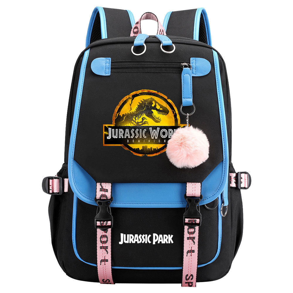 Jurassic World Dinosaur Park Waterproof Backpack School Notebook Travel Bags USB Charging