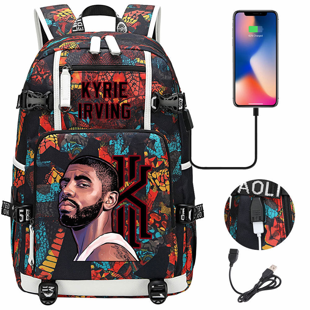 Boston Basketball Irving Celtics USB Charging Backpack School Notebook Travel Bags