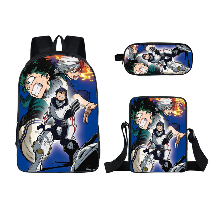 My Hero Academia Full Printed Backpack Schoolbag Travel Notebook Bag Lunch Bag Pencil Bag for Kids Students 3PCS