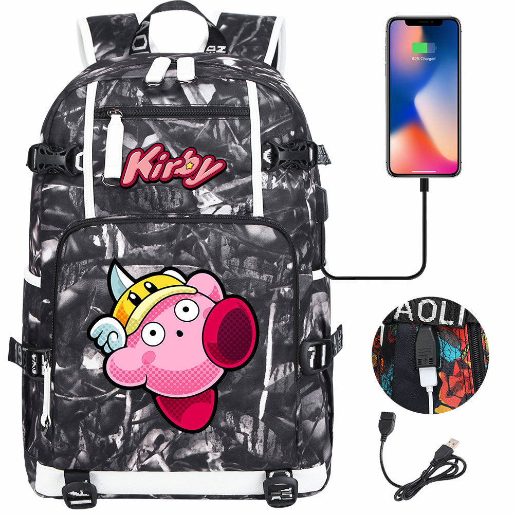 Kirby USB Charging Backpack School Notebook Travel Bags