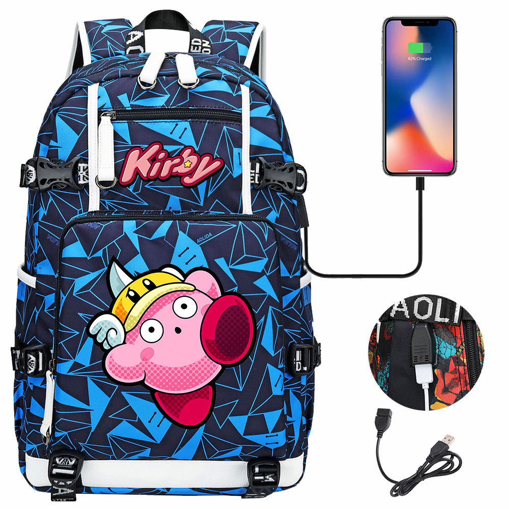 Kirby USB Charging Backpack School Notebook Travel Bags