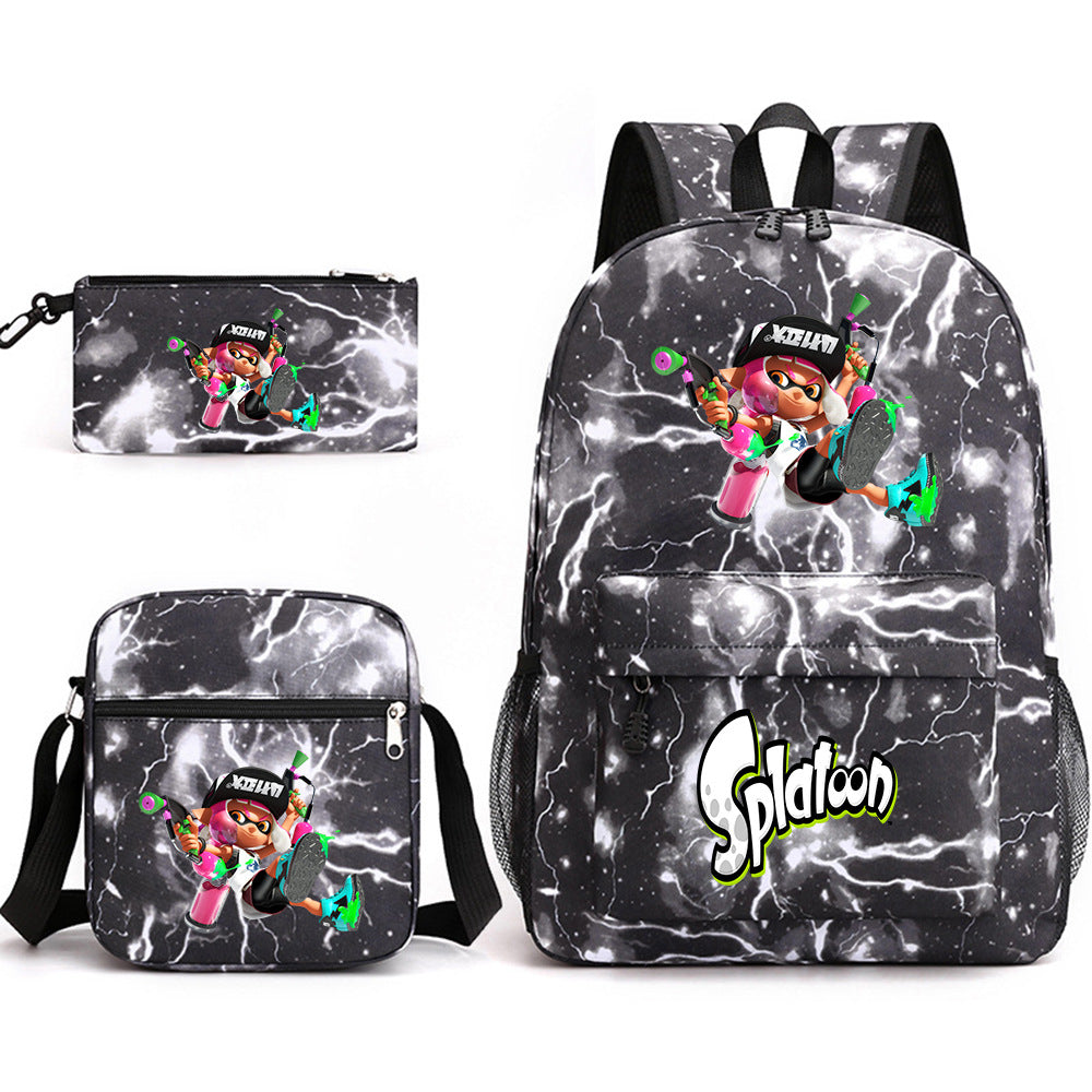 Splatoon Printed Schoolbag Backpack Shoulder Bag Pencil Bag 3pcs set for Kids Students