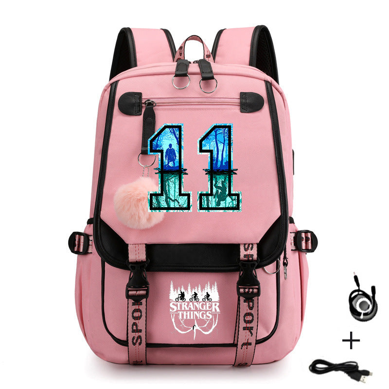 Stranger Things Waterproof Backpack School Notebook Travel Bags USB Charging