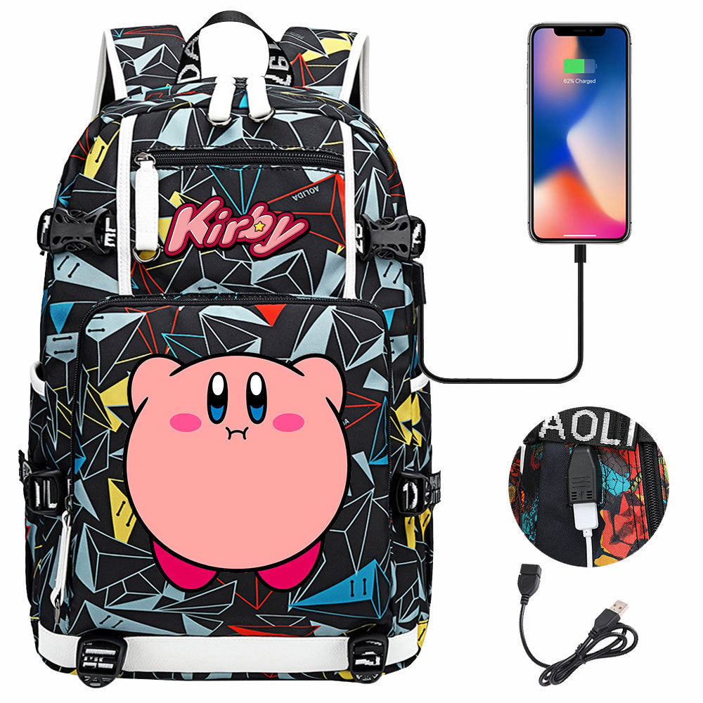 Kirby USB Charging Backpack School Notebook Travel Bags