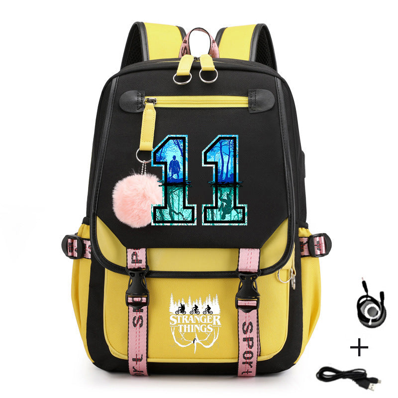 Stranger Things Waterproof Backpack School Notebook Travel Bags USB Charging