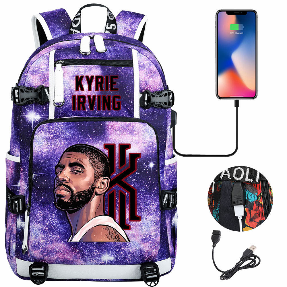 Boston Basketball Irving Celtics USB Charging Backpack School Notebook Travel Bags