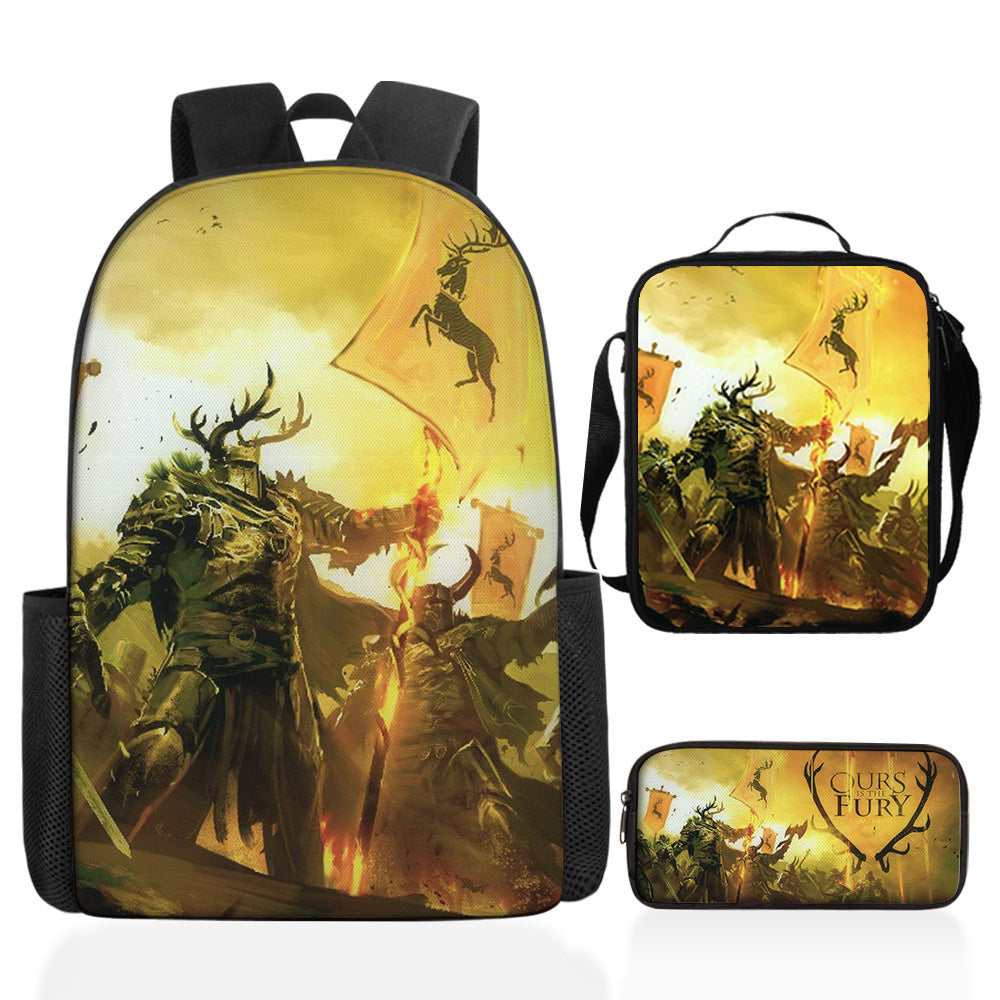 Game of Thrones Full Printed Backpack Schoolbag Travel Notebook Bag Lunch Bag Pencil Bag for Kids Students 3PCS