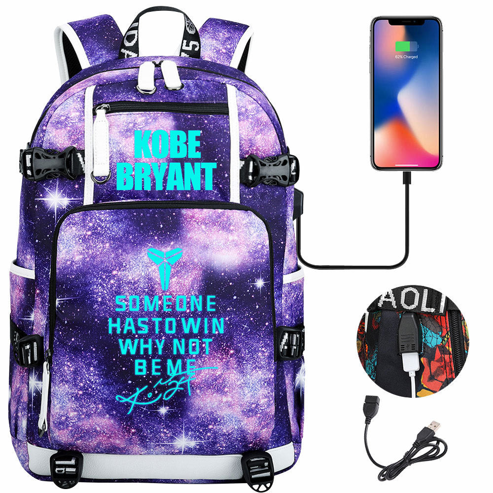 Kobe Basketball Black Mamba  USB Charging Backpack School Notebook Travel Bags