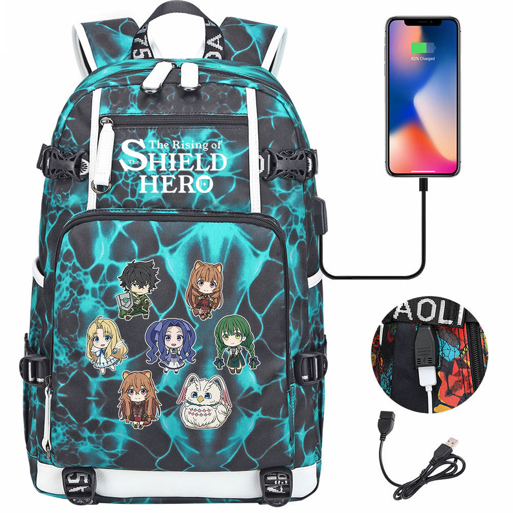 The Rising of The Shield Hero USB Charging Backpack School Notebook Travel Bags