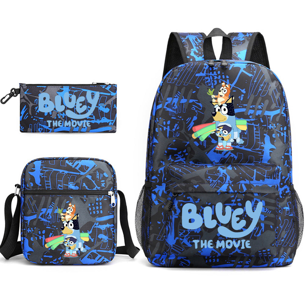 Blue Heeler Bingo Printed Schoolbag Backpack Shoulder Bag Pencil Bag 3pcs set for Kids Students