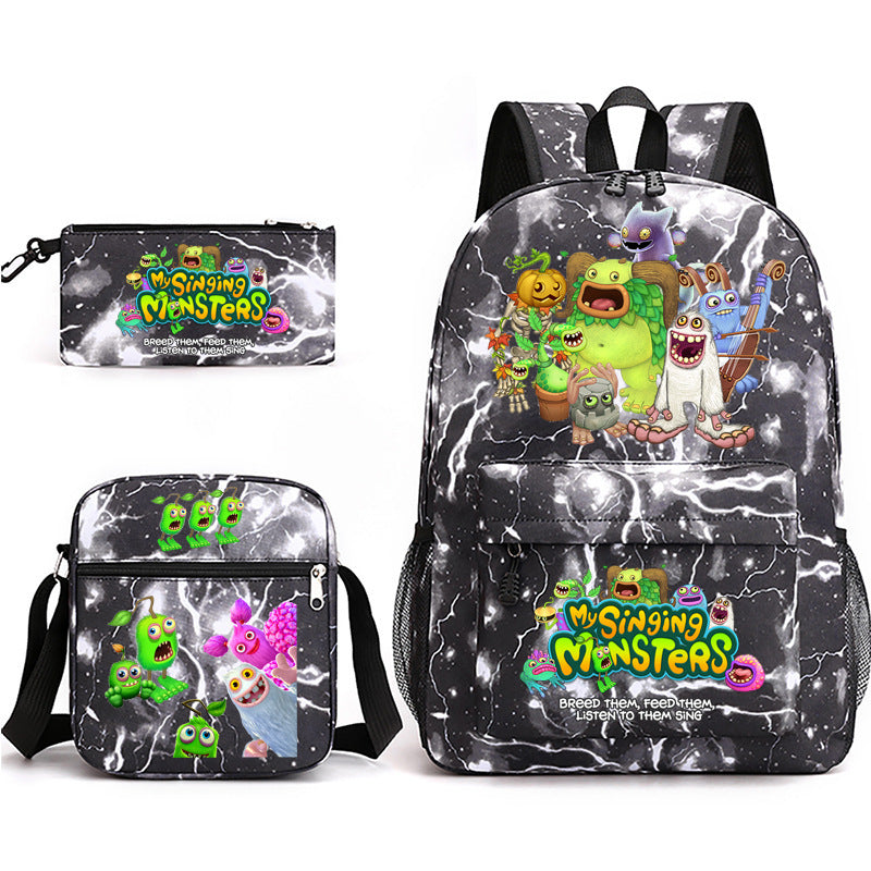 My Sing Monsters Printed Schoolbag Backpack Shoulder Bag Pencil Bag 3pcs set for Kids Students