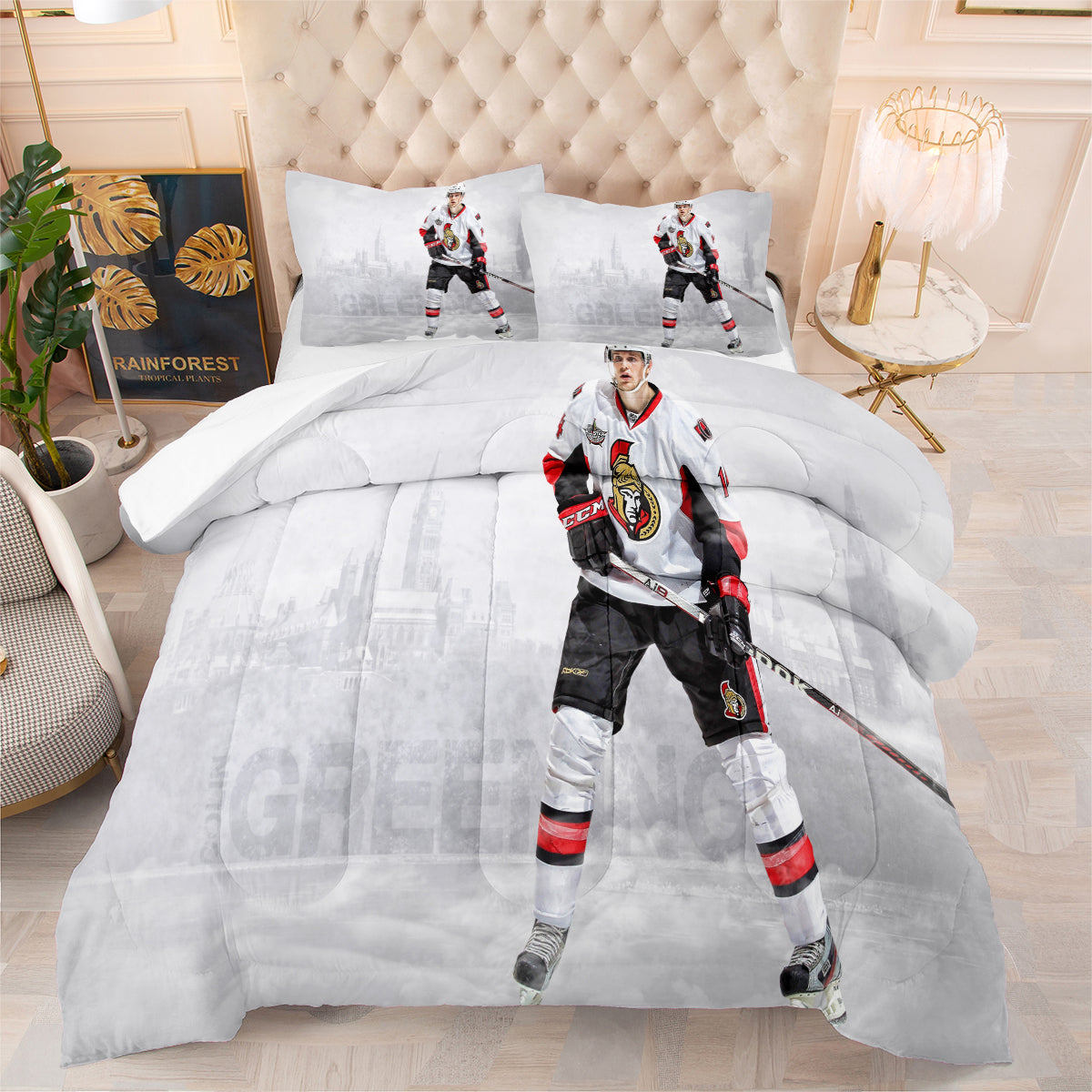 Ottawa Hockey Senators Comforter Pillowcases 3PC Sets Blanket All Season Reversible Quilted Duvet