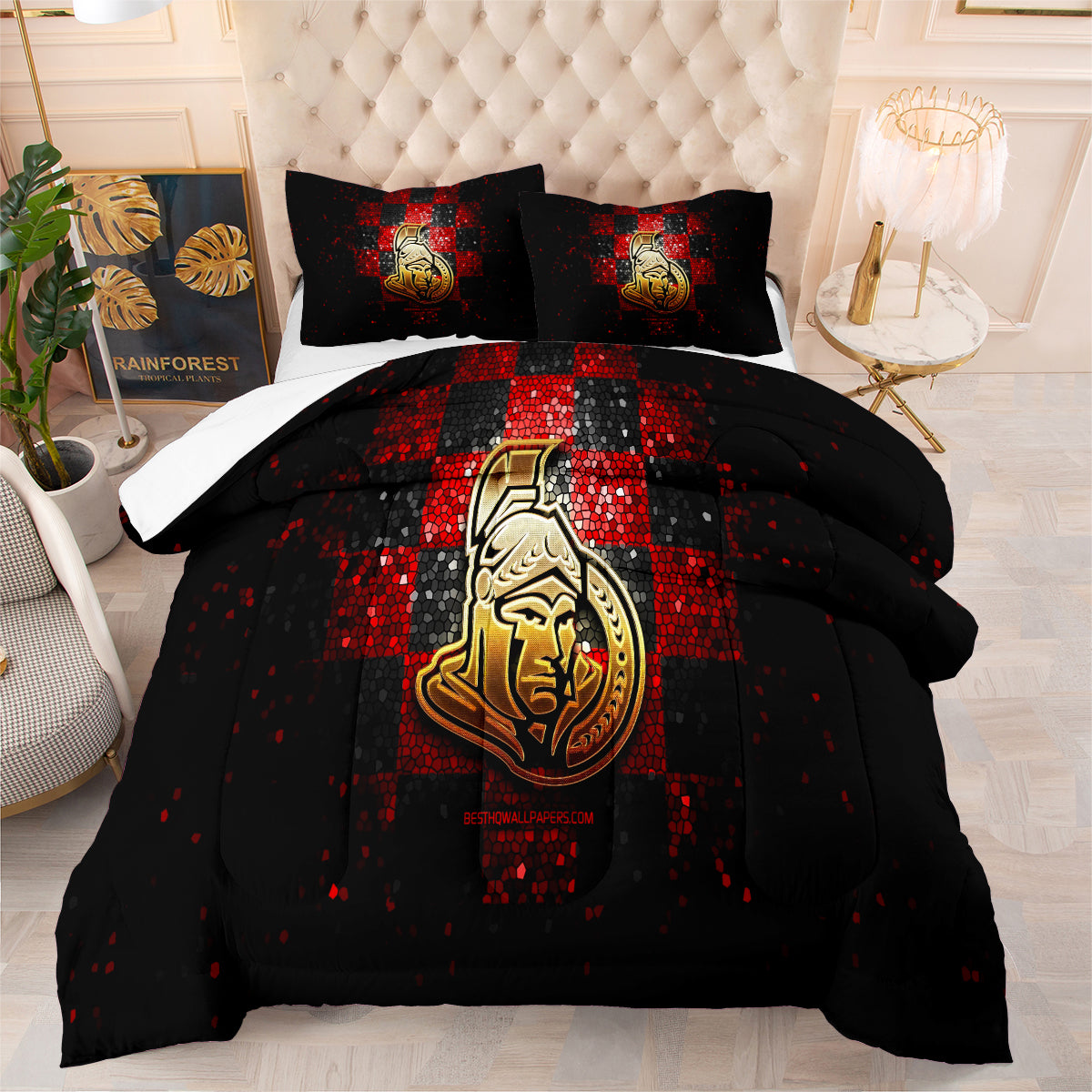 Ottawa Hockey Senators Comforter Pillowcases 3PC Sets Blanket All Season Reversible Quilted Duvet