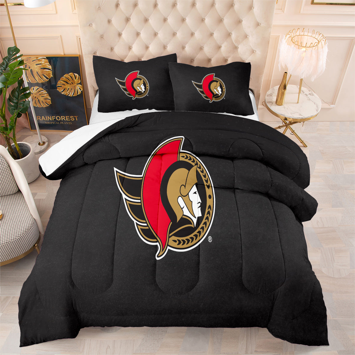 Ottawa Hockey Senators Comforter Pillowcases 3PC Sets Blanket All Season Reversible Quilted Duvet