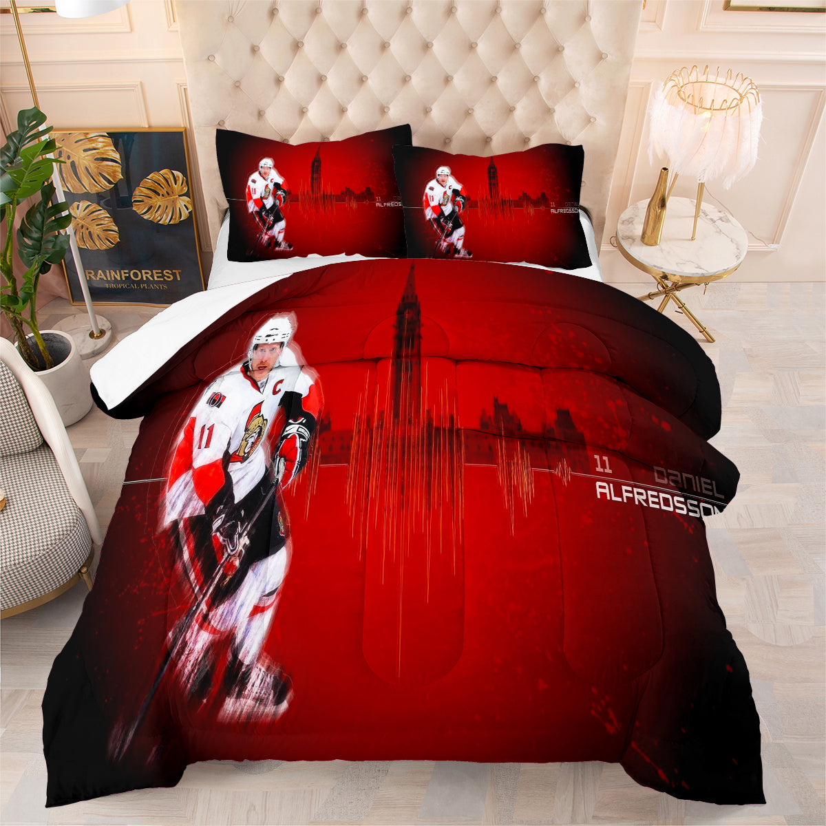 Ottawa Hockey Senators Comforter Pillowcases 3PC Sets Blanket All Season Reversible Quilted Duvet