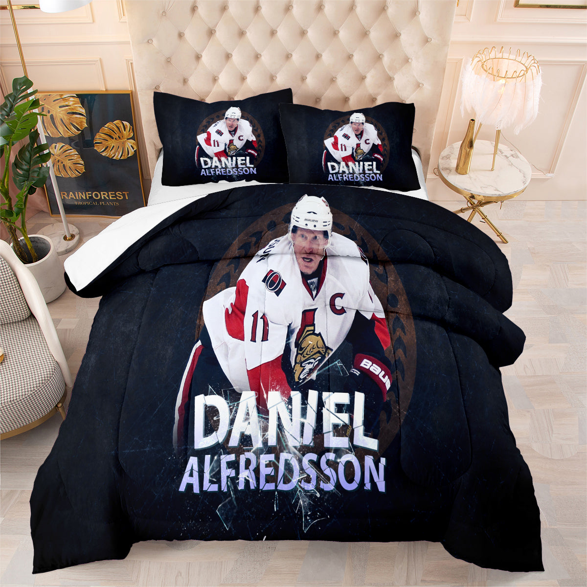 Ottawa Hockey Senators Comforter Pillowcases 3PC Sets Blanket All Season Reversible Quilted Duvet