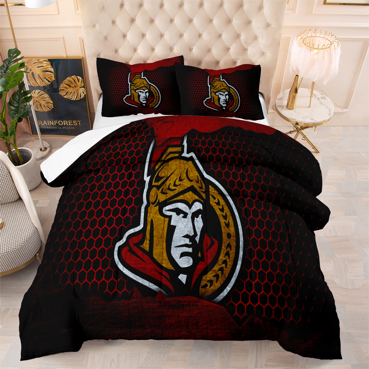 Ottawa Hockey Senators Comforter Pillowcases 3PC Sets Blanket All Season Reversible Quilted Duvet