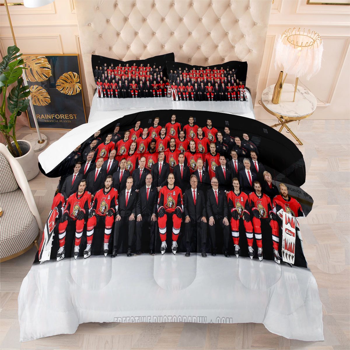 Ottawa Hockey Senators Comforter Pillowcases 3PC Sets Blanket All Season Reversible Quilted Duvet
