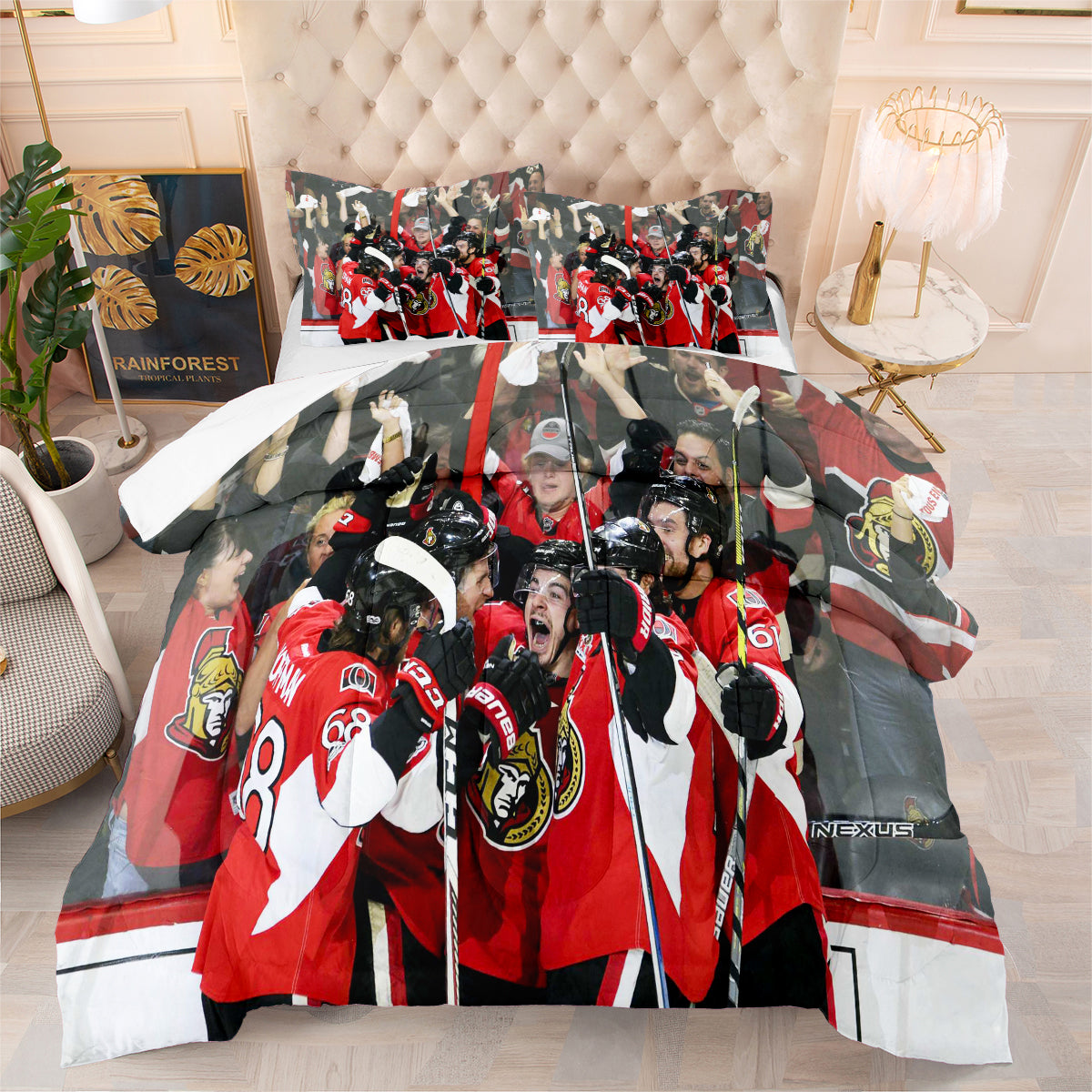 Ottawa Hockey Senators Comforter Pillowcases 3PC Sets Blanket All Season Reversible Quilted Duvet
